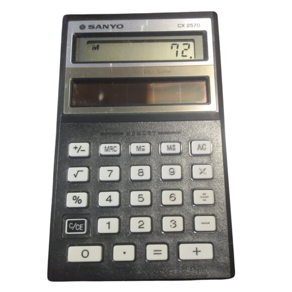 Vin. Sanyo Amorphous Solar Battery Calculator CX 2570 with Case/Booklet-Working - Picture 3 of 10